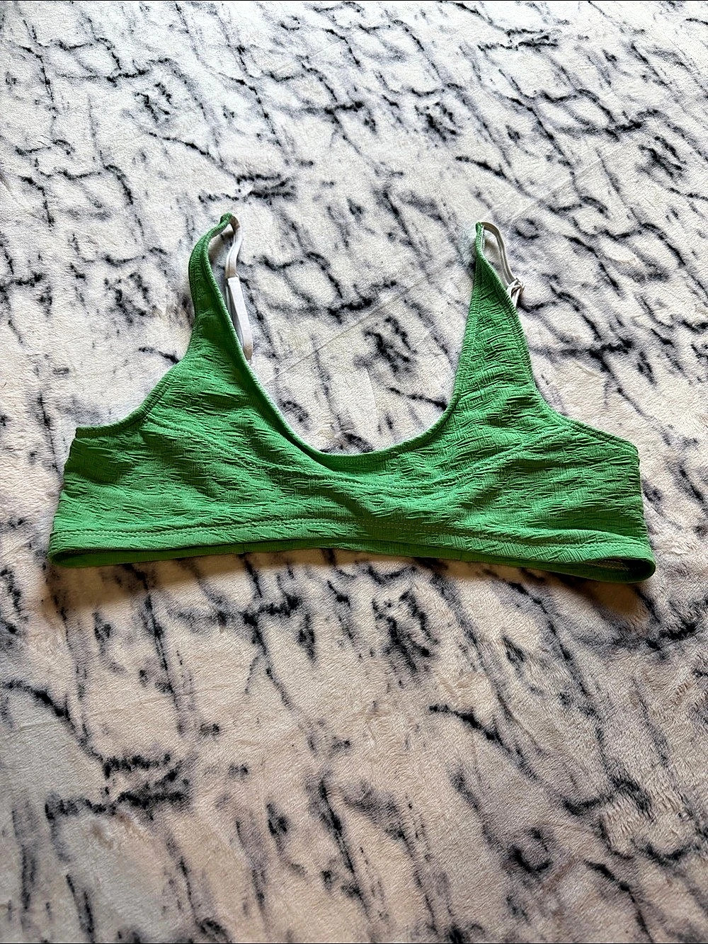FP Beach Green & White Bikini Top Size L.